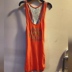 Echo red brand   small size bodycon tank dress.  Orange blue and white in color